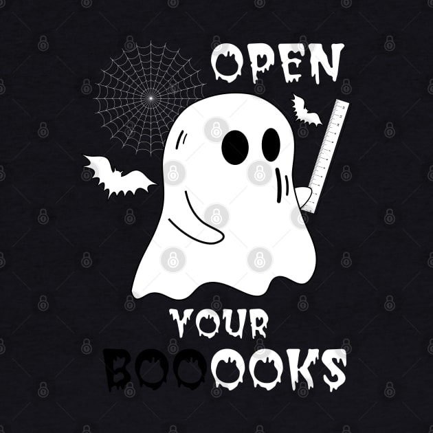 Boo Boo Crew Teacher Ghost Holding Ruler Funny Halloween - Open Your Booooks - Teacher Gift by OsOsgermany